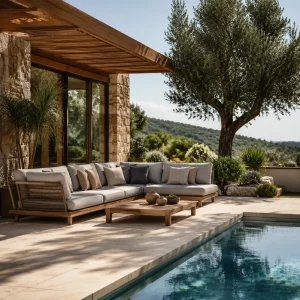 Modern poolside patio furniture