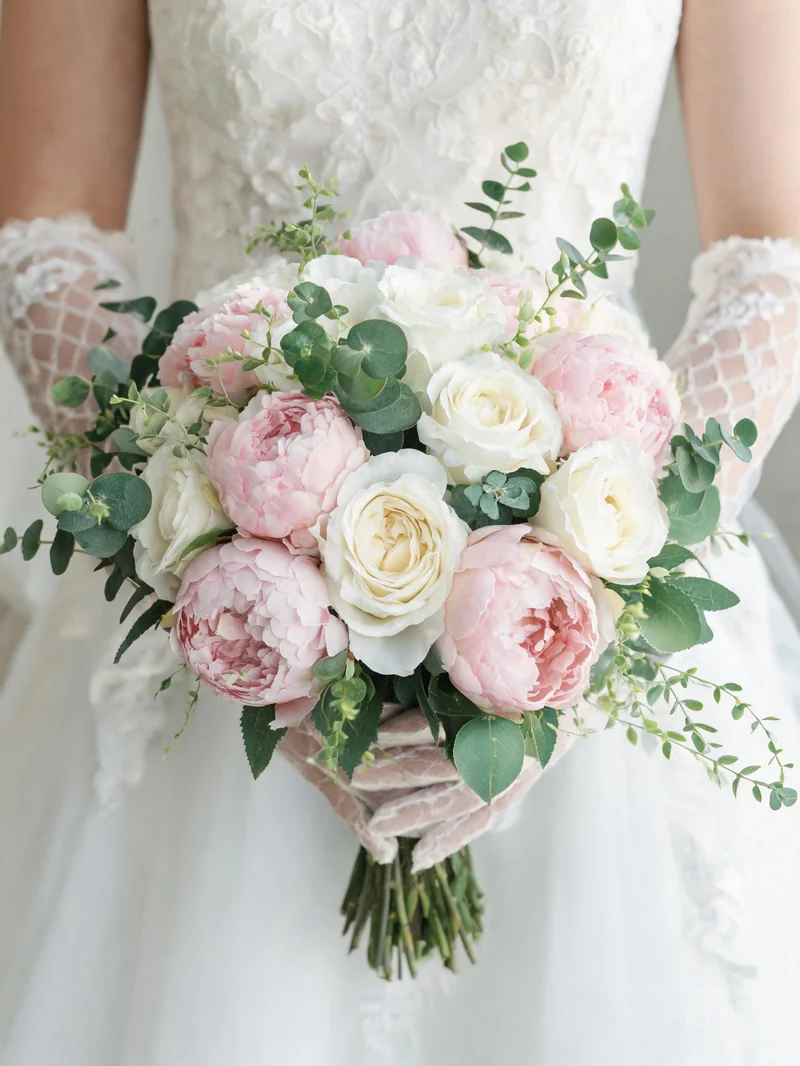 Bridal Bouquet Artificial - Premium Real-Touch Silk Flowers