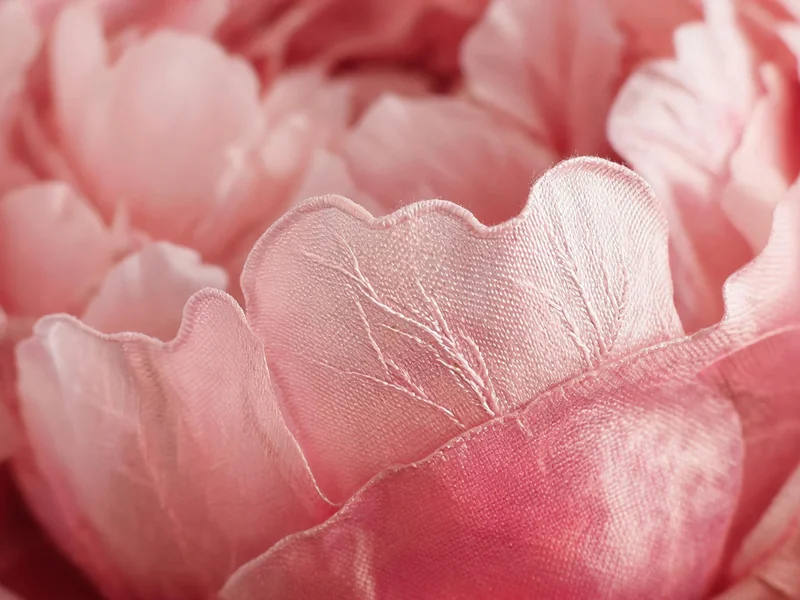 Close-up of silk flower petal texture and craftsmanship detail