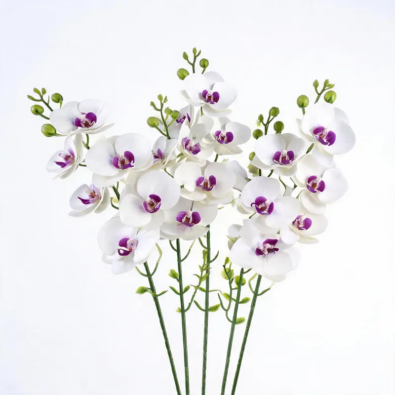 Artificial phalaenopsis orchid sprays in white and purple