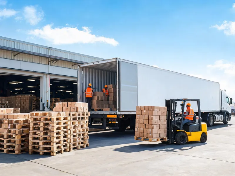 Hiway warehouse loading artificial flower boxes for export shipping