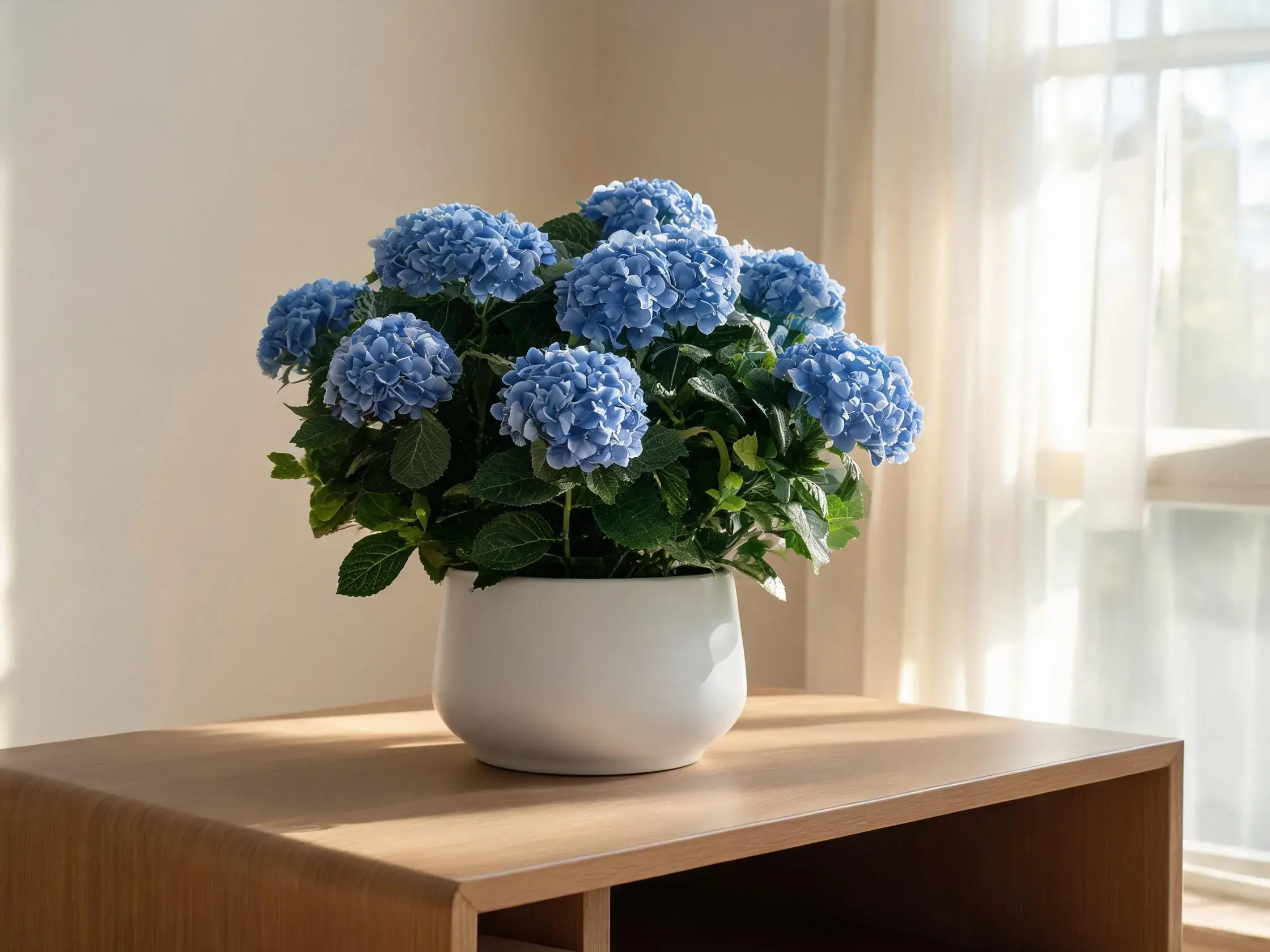 Potted artificial hydrangea plant