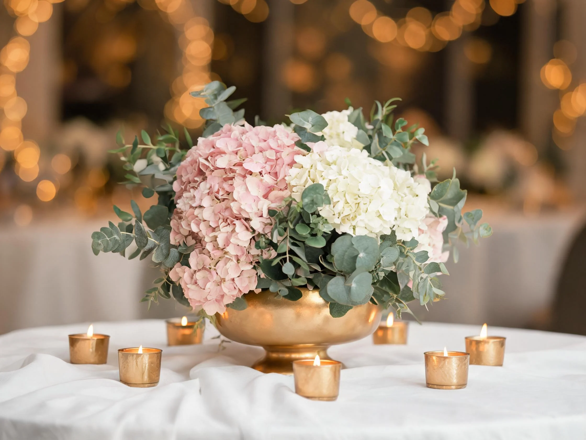 Artificial hydrangeas wedding centerpiece