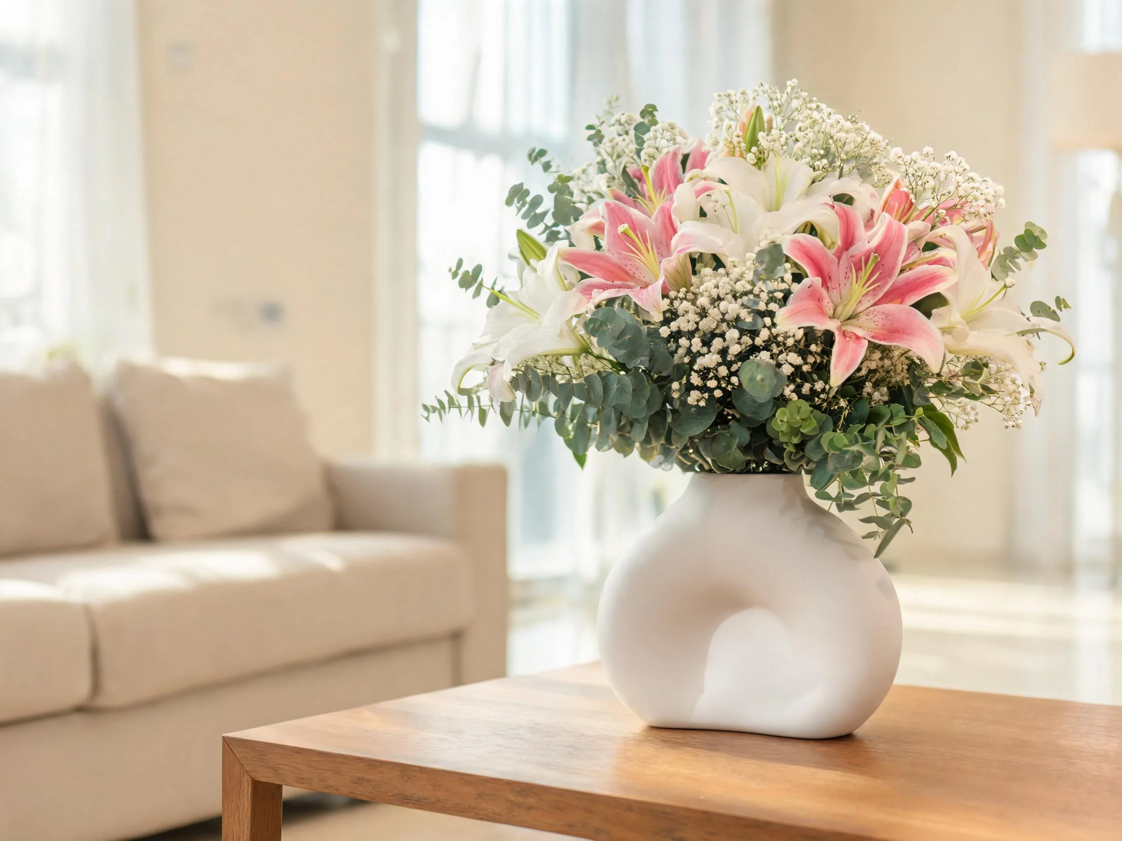Artificial lily bouquet arrangement