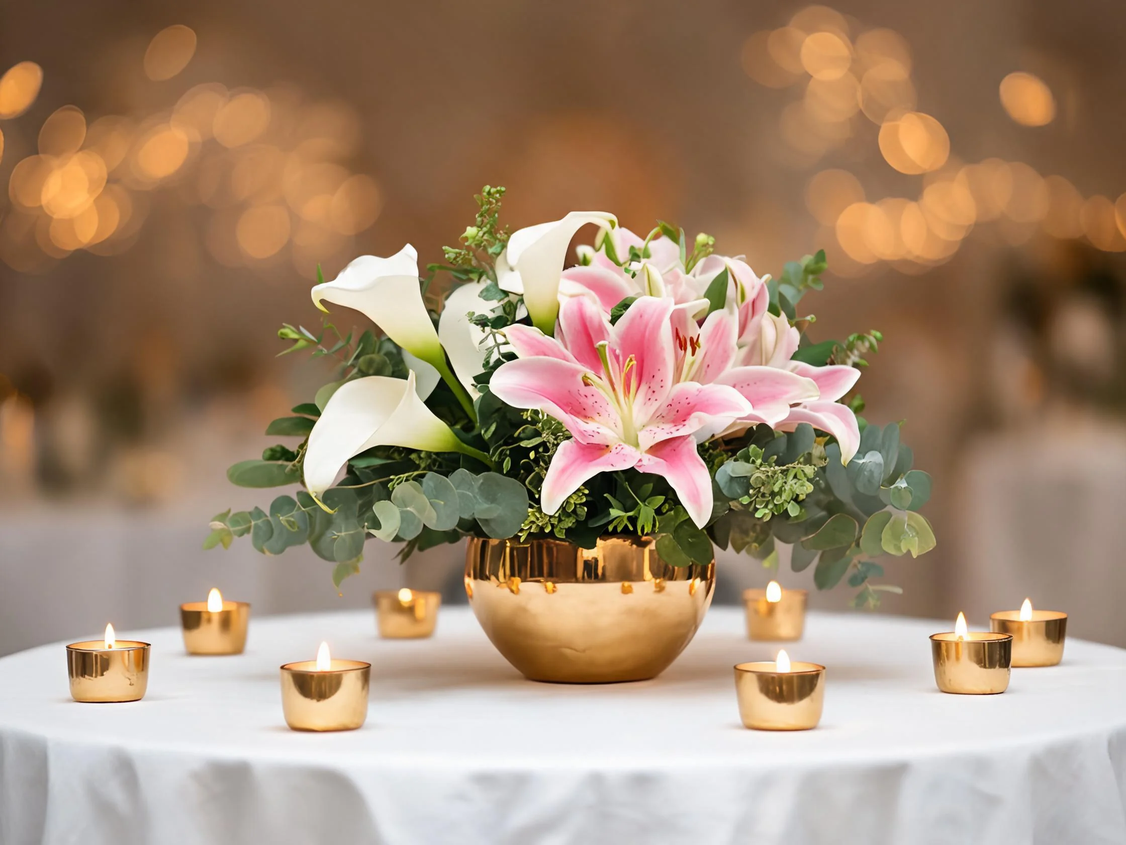 Artificial lily wedding centerpiece