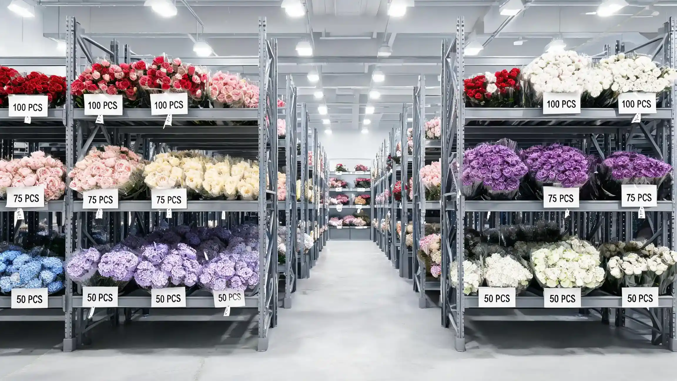 Wholesale artificial flower warehouse with boxed orders