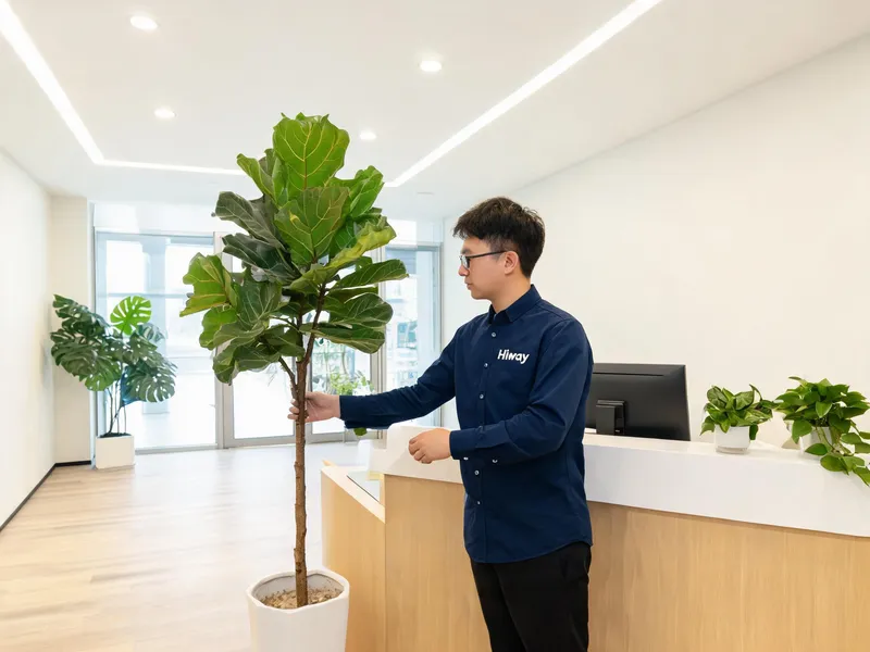Modern office reception decorated with Hiway artificial plants