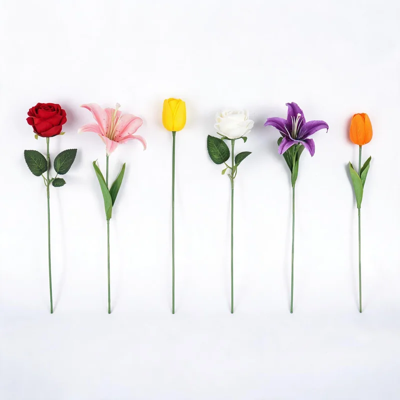 Artificial tulip stems in assorted colors for spring home decor