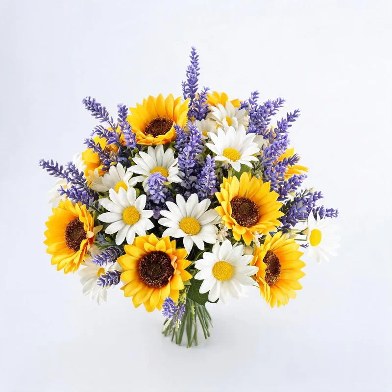 Artificial sunflowers and wildflowers for bright home decor